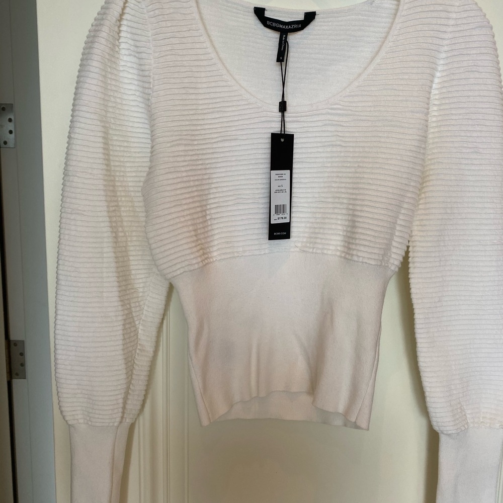 Puffy Ribbed Sweater Medium Brand BCBG Max Azria - Picture 4 of 5